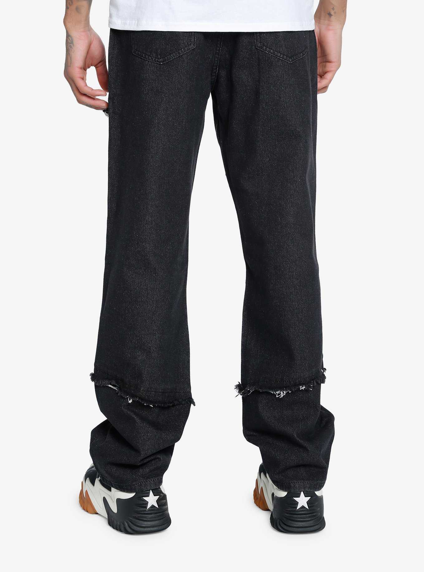 Hot Topic [NEW] Black & Rainbow Split Plaid Stinger Jeans With