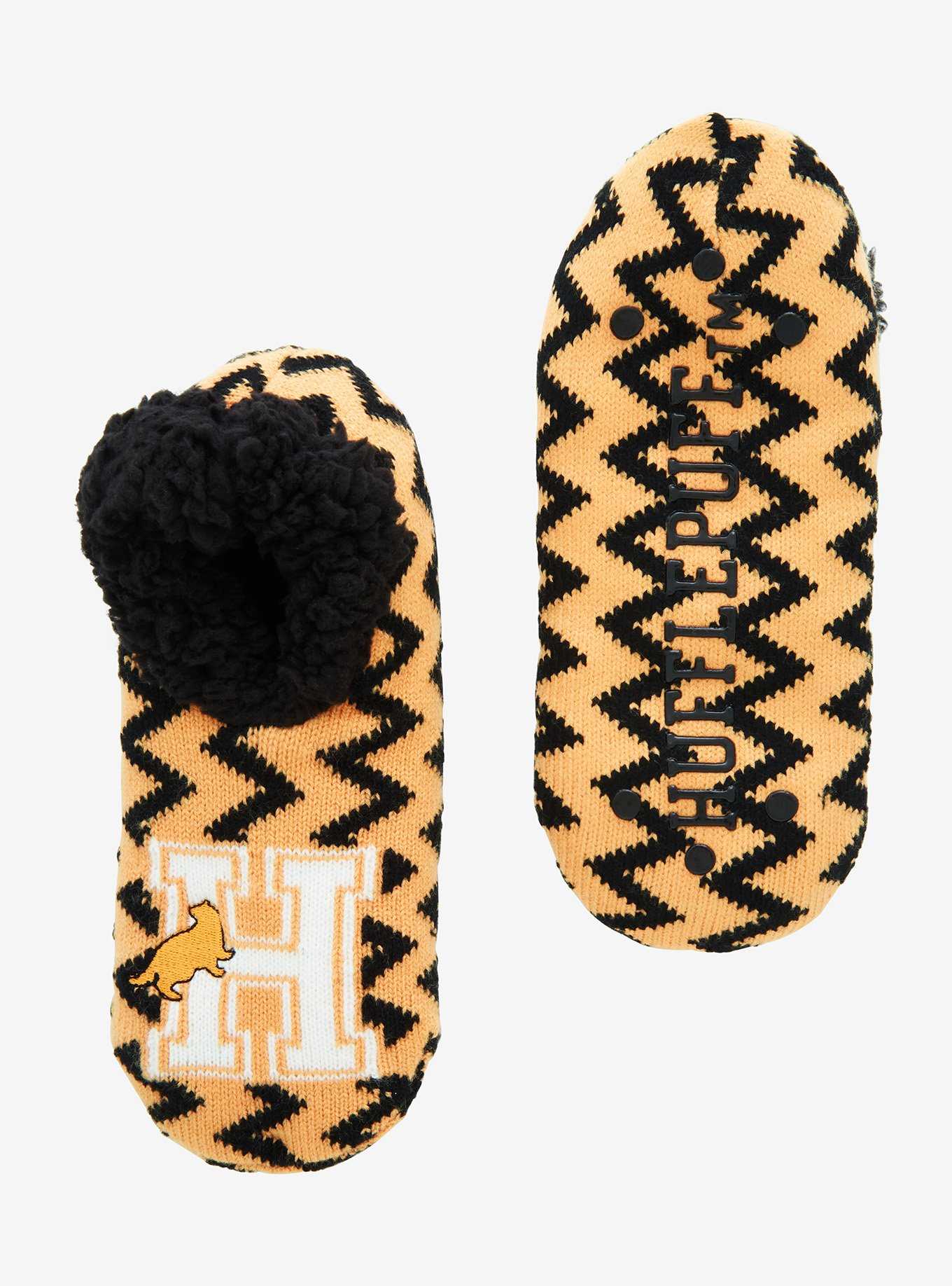 Harry Potter Hufflepuff Zig Zag Patterned Slipper Socks - BoxLunch Exclusive, , hi-res