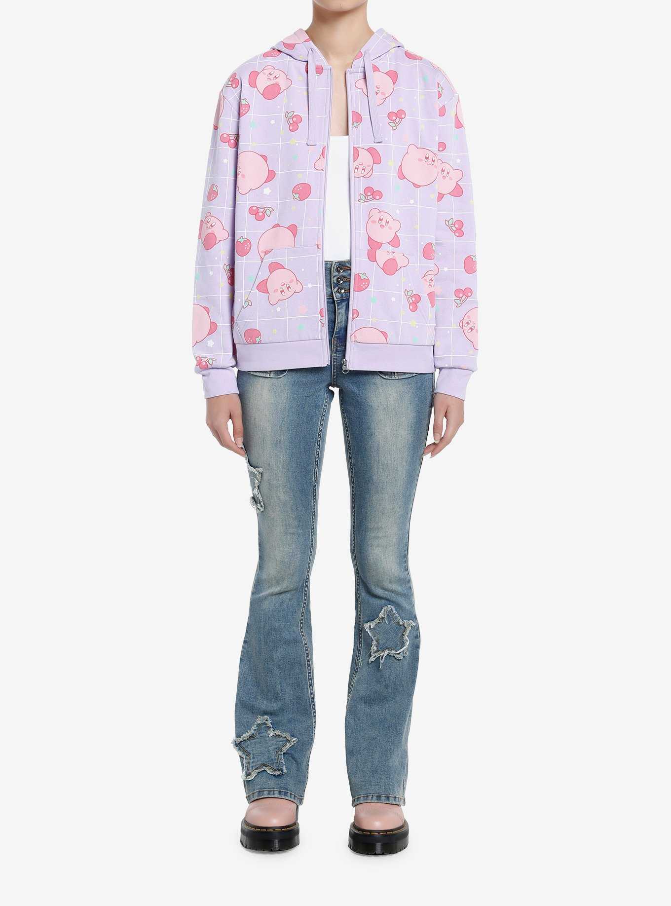 Kirby Lavender Grid Girls Hoodie, , hi-res