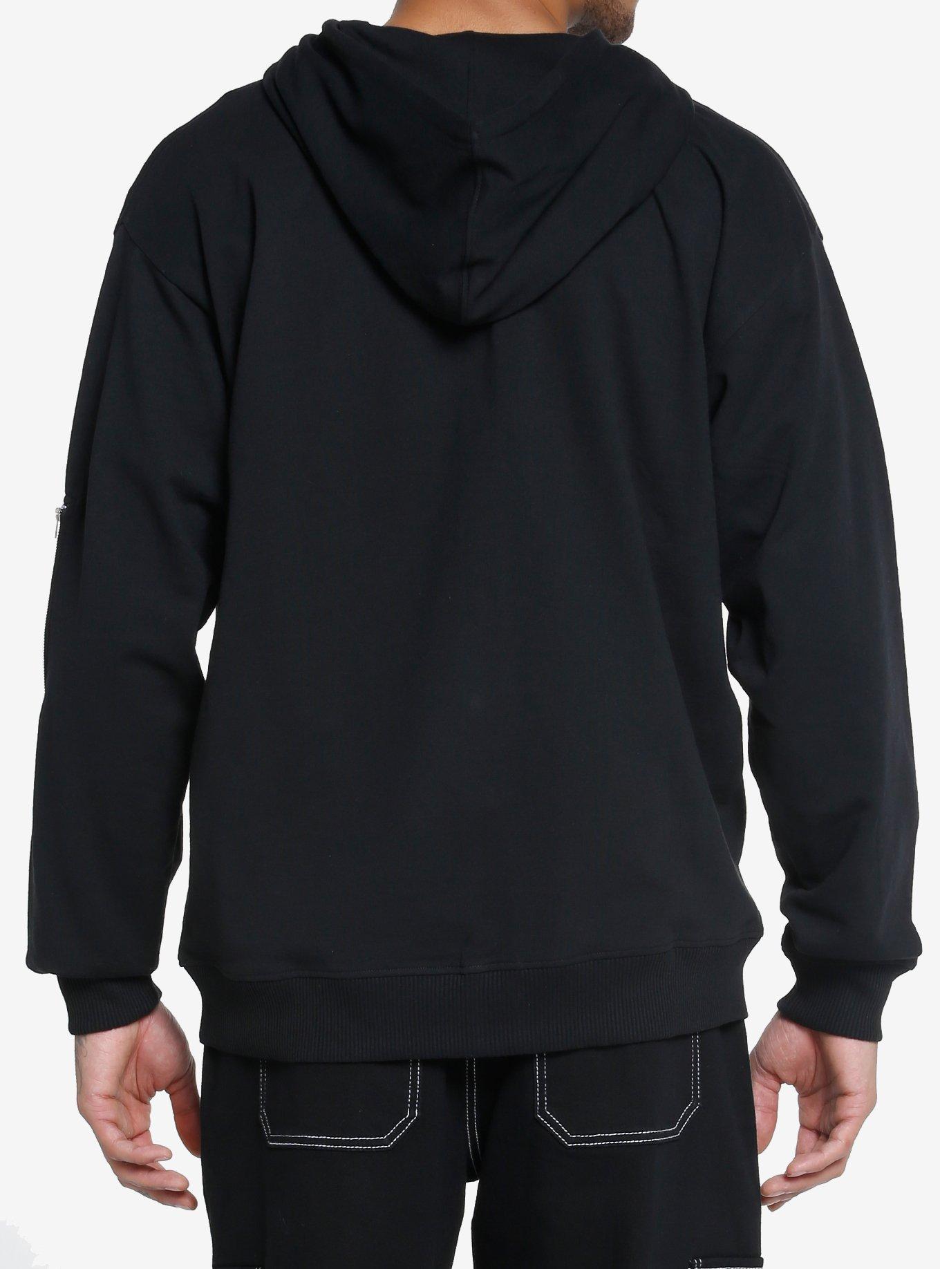 Trippy Death Moth Zip-Up Hoodie, GREY, alternate