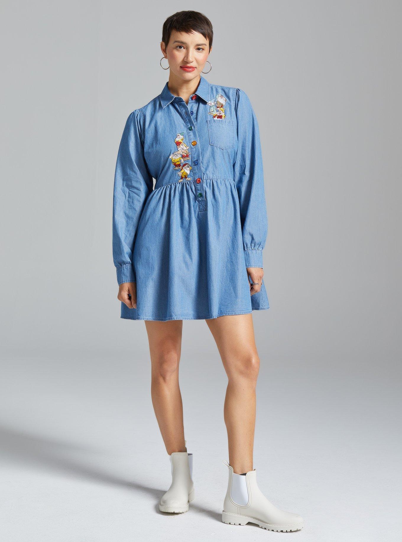 Disney Snow White and the Seven Dwarfs Portrait Denim Long-Sleeve Dress - BoxLunch Exclusive, DENIM, alternate