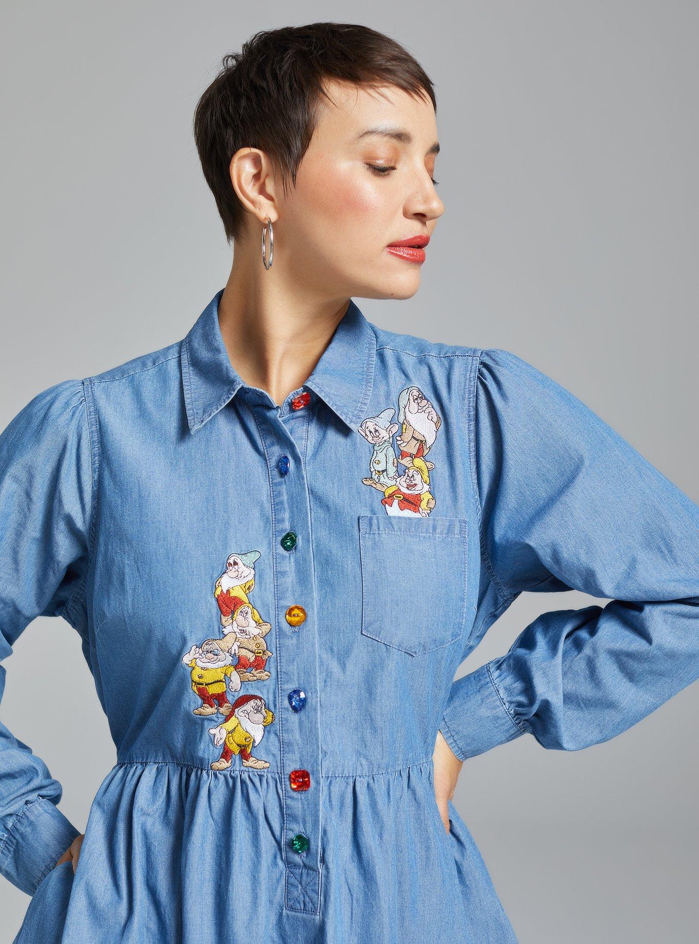 Disney Snow White and the Seven Dwarfs Portrait Denim Long-Sleeve Dress - BoxLunch Exclusive, DENIM, alternate