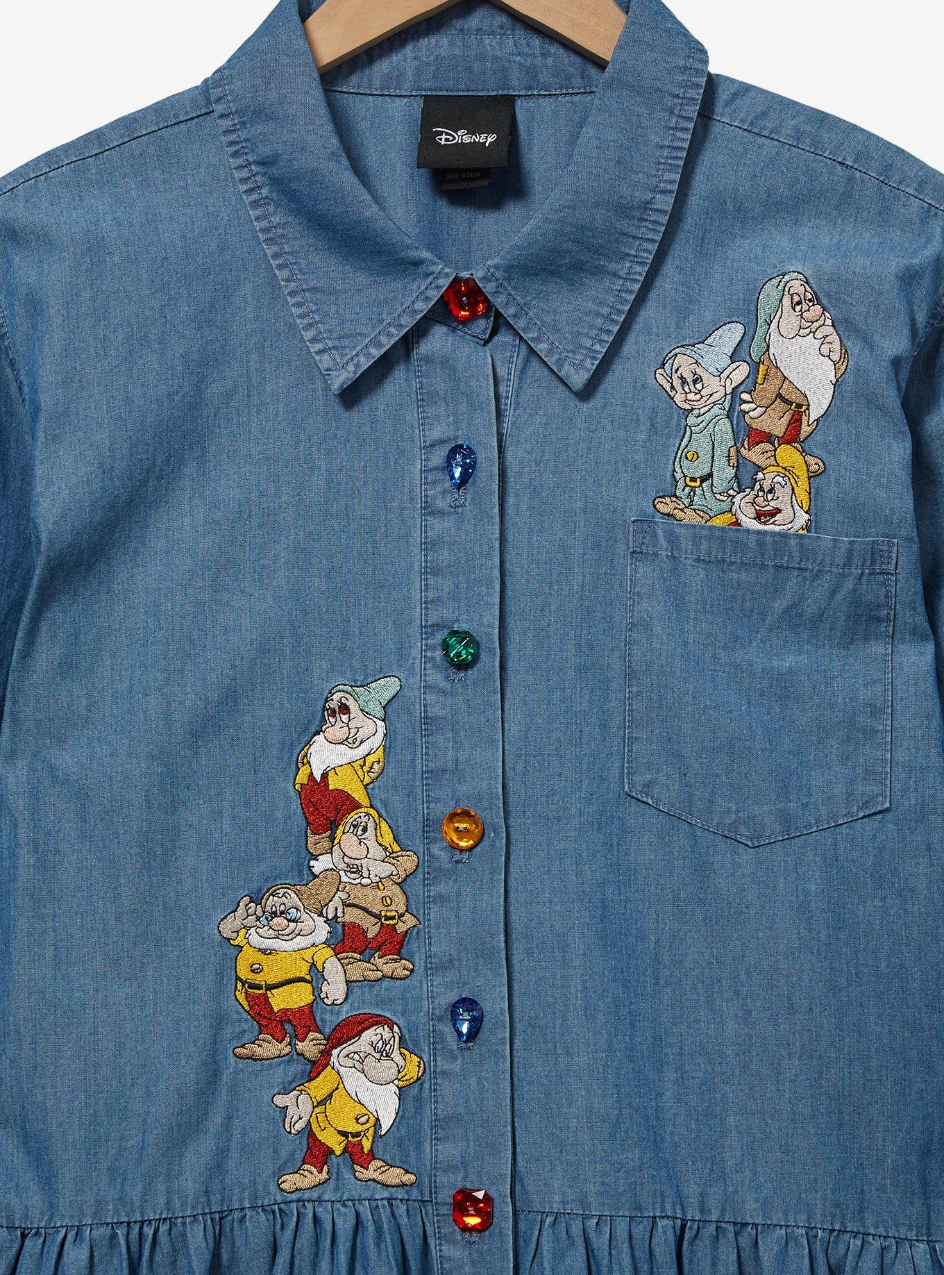 Disney Snow White and the Seven Dwarfs Portrait Denim Plus Size Long-Sleeve Dress - BoxLunch Exclusive, DENIM, alternate