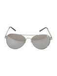 Silver Mirror Aviator Sunglasses, , alternate