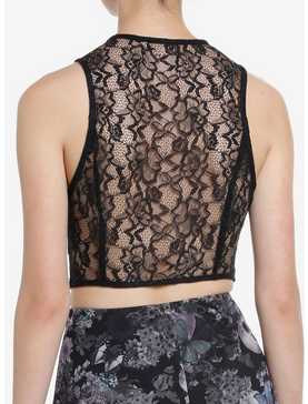 Thorn & Fable Black Lace Back Girls Vest, , hi-res