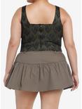 Thorn & Fable Green & Black Lace Girls Corset Top Plus Size, BLACK, alternate