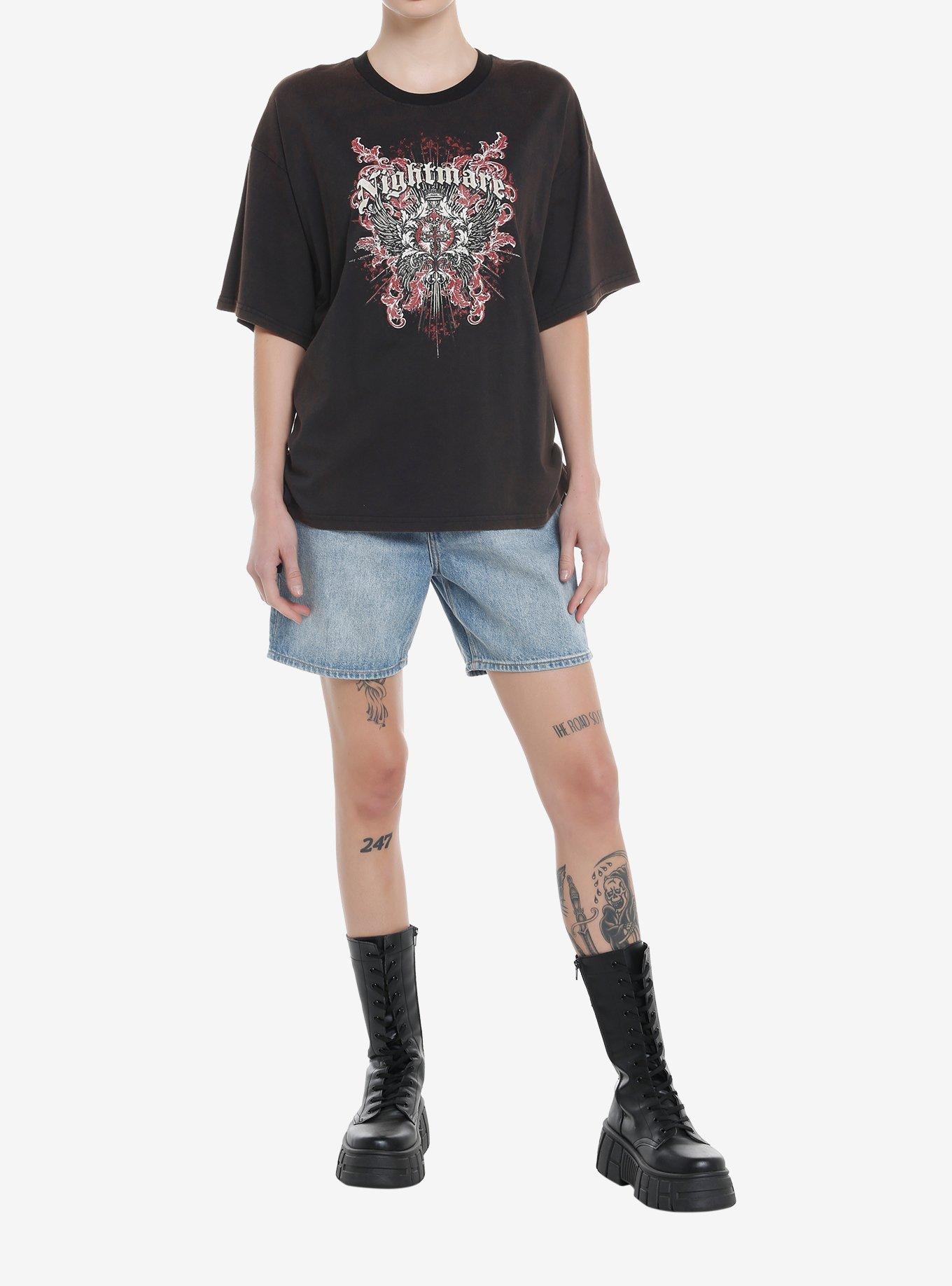 Winged Cross Acid Wash Girls T-Shirt, , hi-res