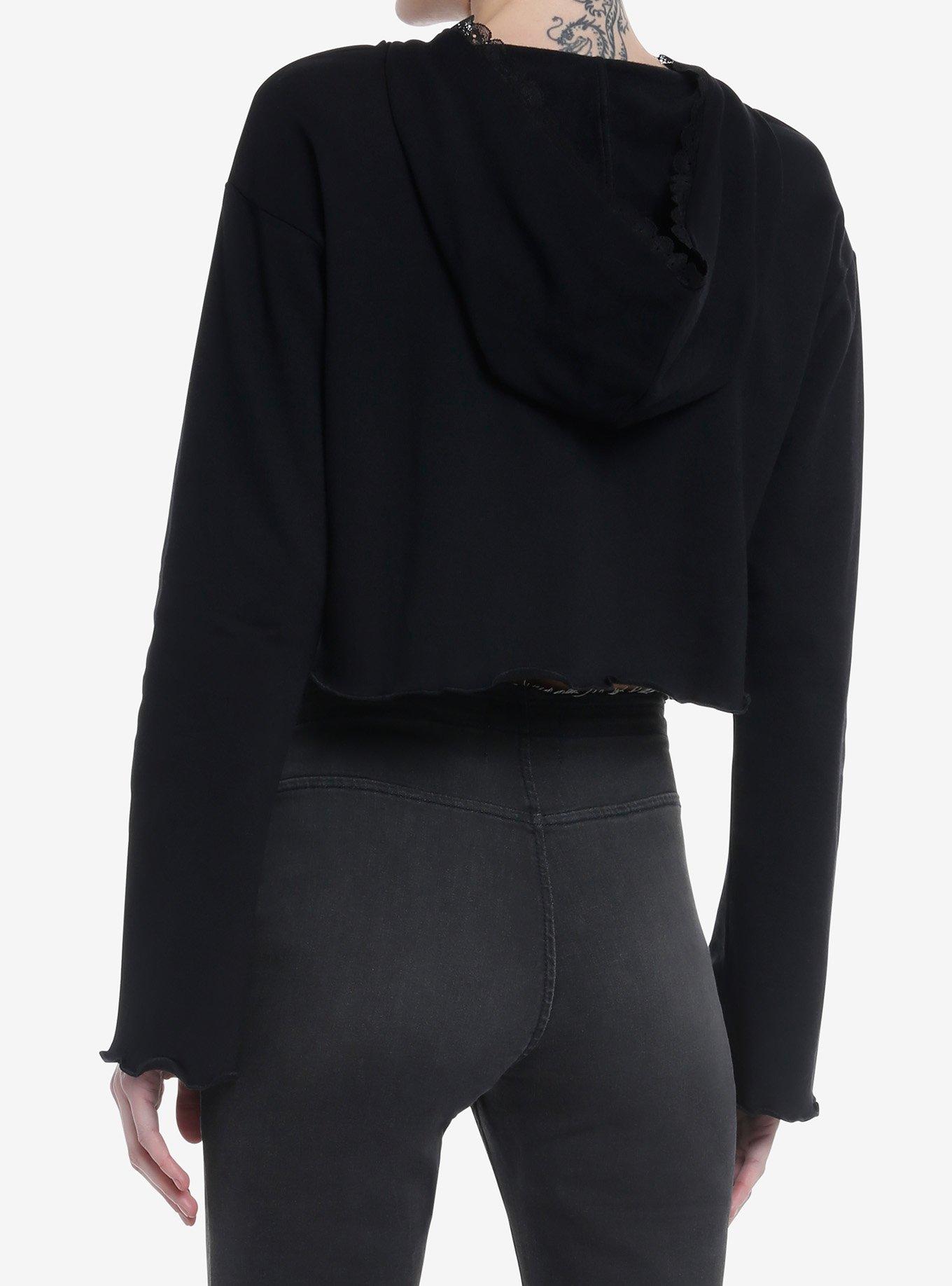 Social Collision Black Heart Girls Crop Hoodie, , alternate