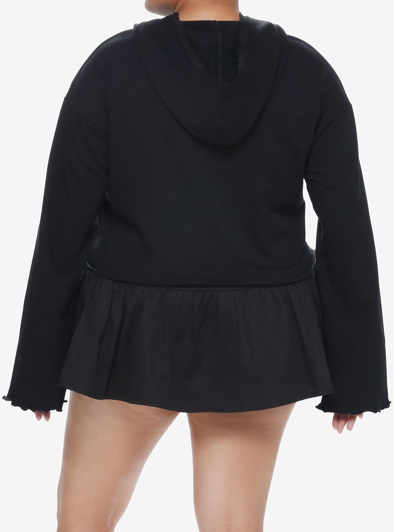 Social Collision Black Heart Girls Crop Hoodie Plus Size, , alternate