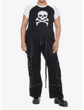 Social Collision Skull & Crossbones Girls Raglan Baby T-Shirt Plus Size, , hi-res
