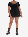 Black Velvet Lace Romper Plus Size, BLACK, alternate