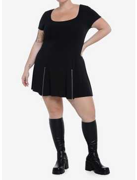 Social Collision Black Star Zipper Dress Plus Size, , hi-res