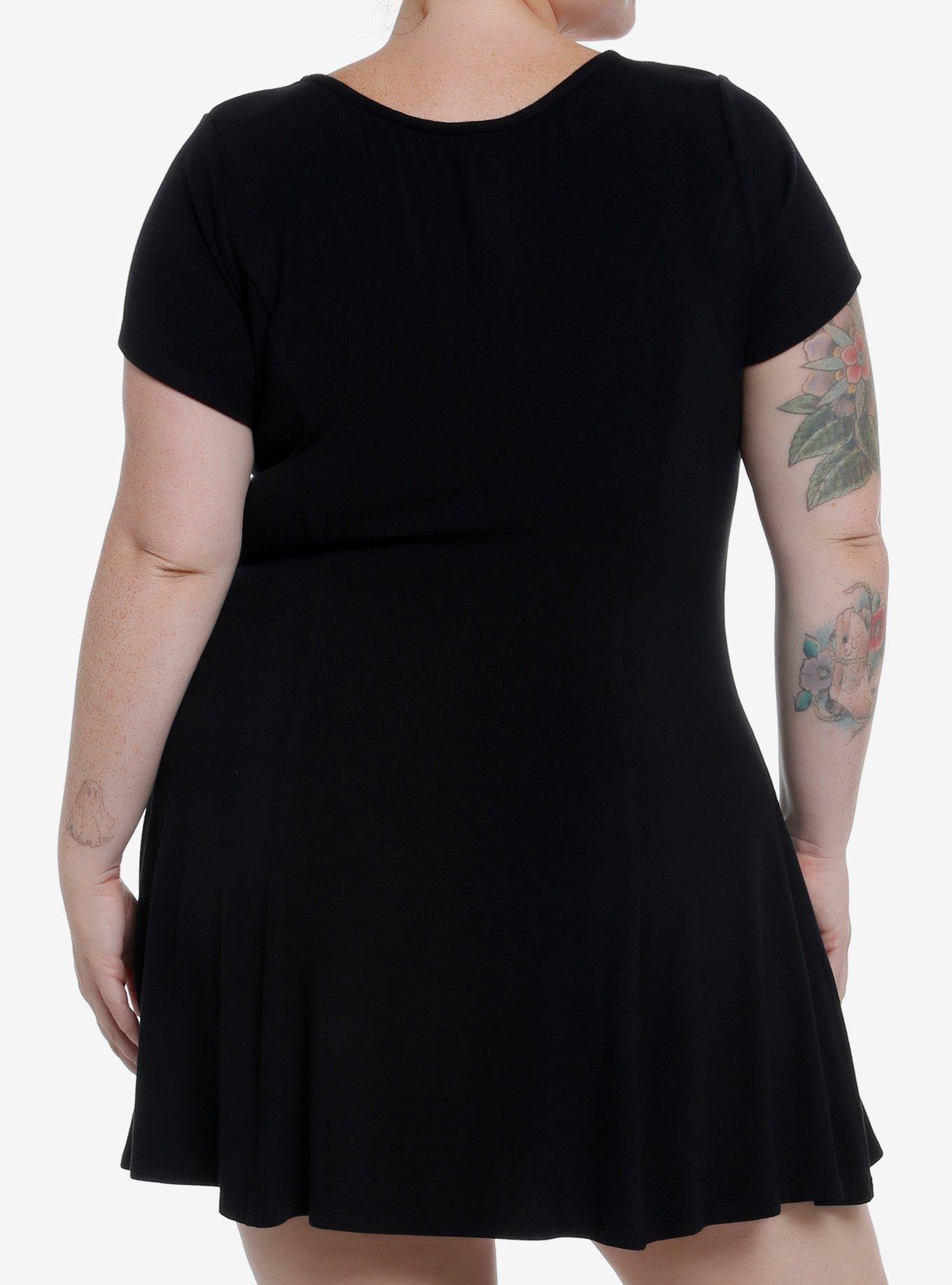 Social Collision Black Star Zipper Dress Plus Size, BLACK, alternate