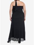 Cosmic Aura Black Neck Tie Strapless Maxi Dress Plus Size, BLACK, alternate