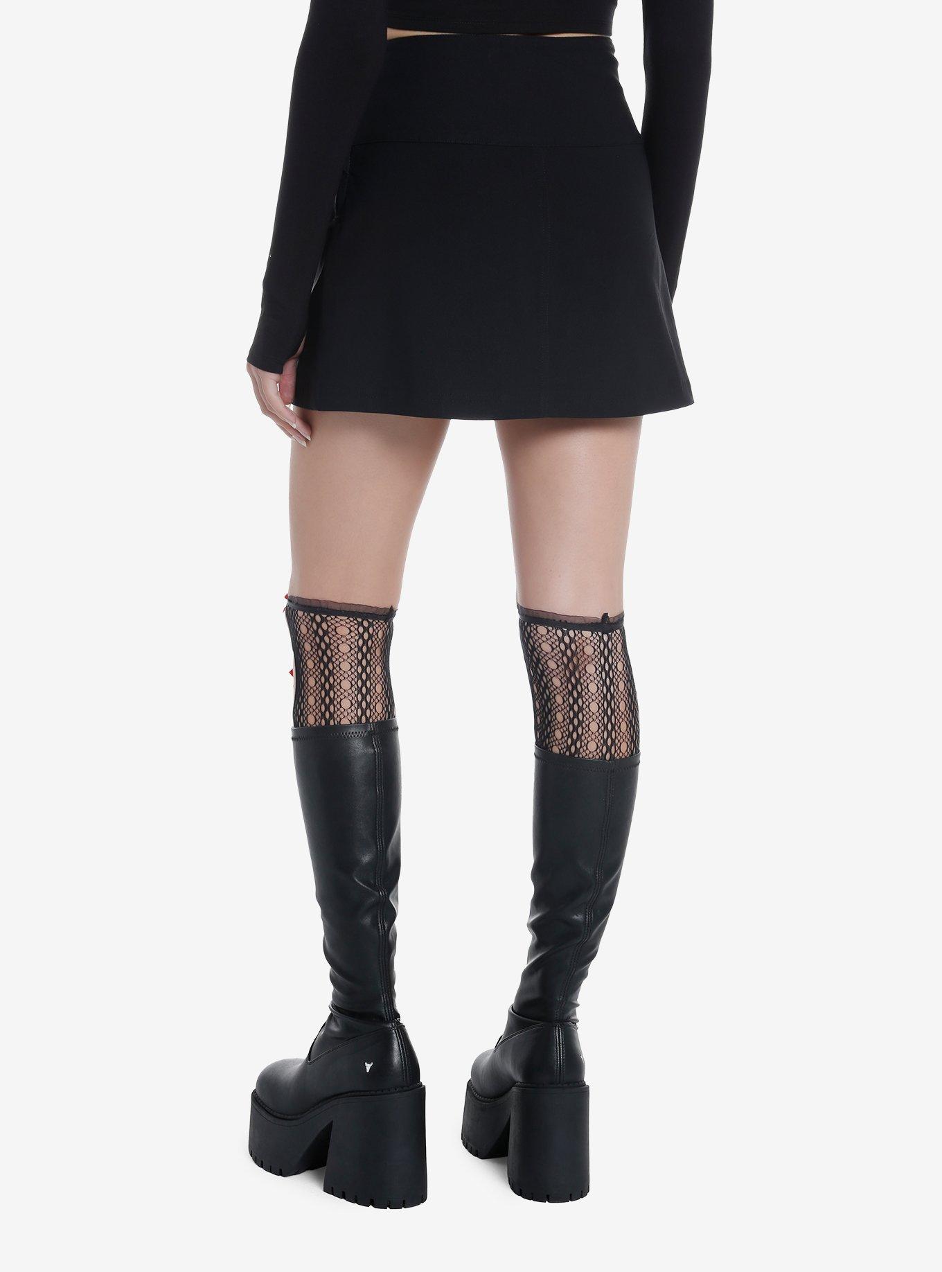 Black Double Grommet Belt Skirt, , hi-res