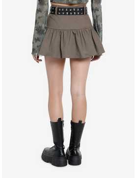 Light Brown Ruffle Mini Skirt With Studded Belt, , hi-res