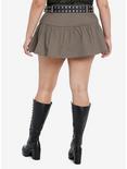 Light Brown Ruffle Mini Skirt With Studded Belt Plus Size, BLACK, alternate