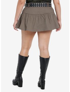 Light Brown Ruffle Mini Skirt With Studded Belt Plus Size, , hi-res