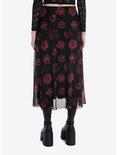 Cosmic Aura Red Rose Mesh Midi Skirt, PURPLE, alternate