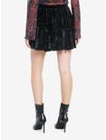 Cosmic Aura Black Velvet Rosette Godet Mini Skirt, BLACK, alternate