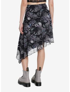 Thorn & Fable Skulls & Flowers Asymmetrical Midi Skirt, , hi-res