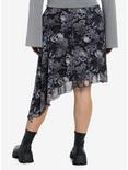 Thorn & Fable Skulls & Flowers Asymmetrical Midi Skirt Plus Size, PURPLE, alternate
