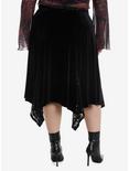 Black Velvet Lace Godet Midi Skirt Plus Size, BLACK, alternate