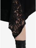 Black Velvet Lace Godet Midi Skirt Plus Size, BLACK, alternate