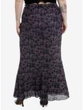 Cosmic Aura Purple & Black Roses Mesh Maxi Skirt Plus Size, BLACK, alternate
