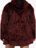 Social Collision Red & Black Faux Fur Girls Hoodie Plus Size, BLACK, alternate