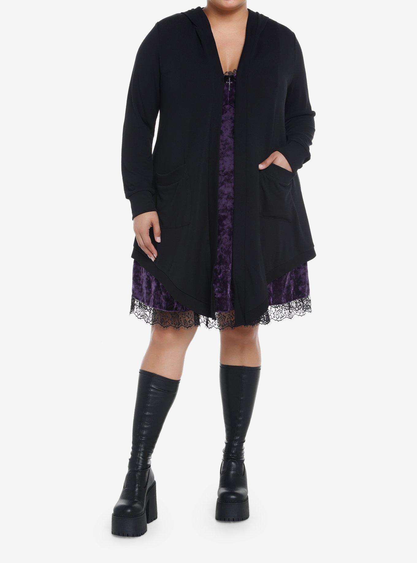 Moon Phase Girls Hooded Drape Cardigan Plus Size, , alternate