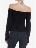 Social Collision Black Off-The-Shoulder Girls Knit Sweater, BLACK, alternate