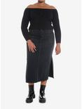 Social Collision Black Off-The-Shoulder Girls Knit Sweater Plus Size, BLACK, alternate