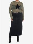 Social Collision Star Knit Girls Crop Sweater Plus Size, BLACK, alternate