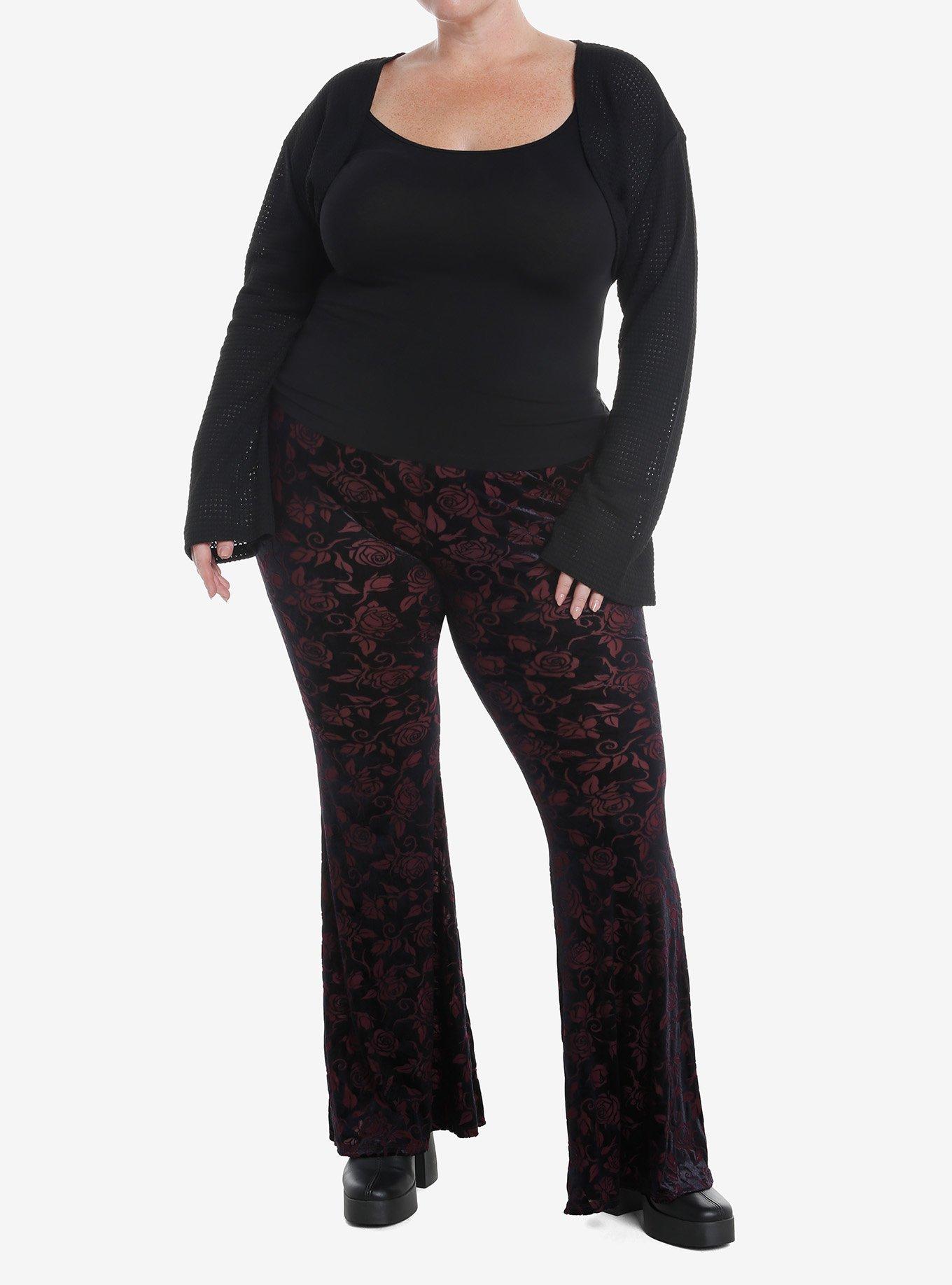 Black Waffle Knit Girls Shrug Plus Size, BLACK, alternate