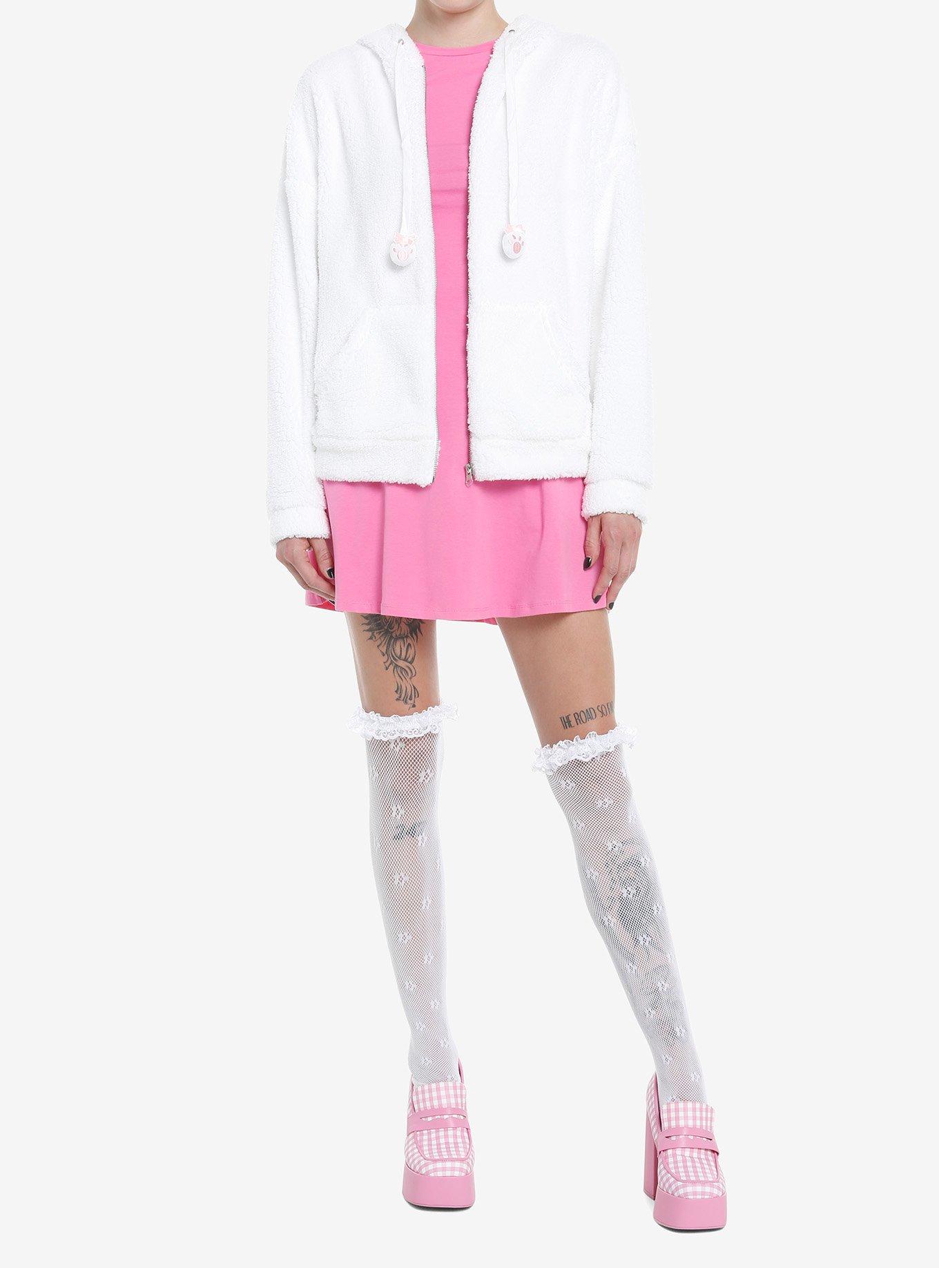 Sweet Society Fuzzy Bunny Girls Hoodie, PINK, alternate