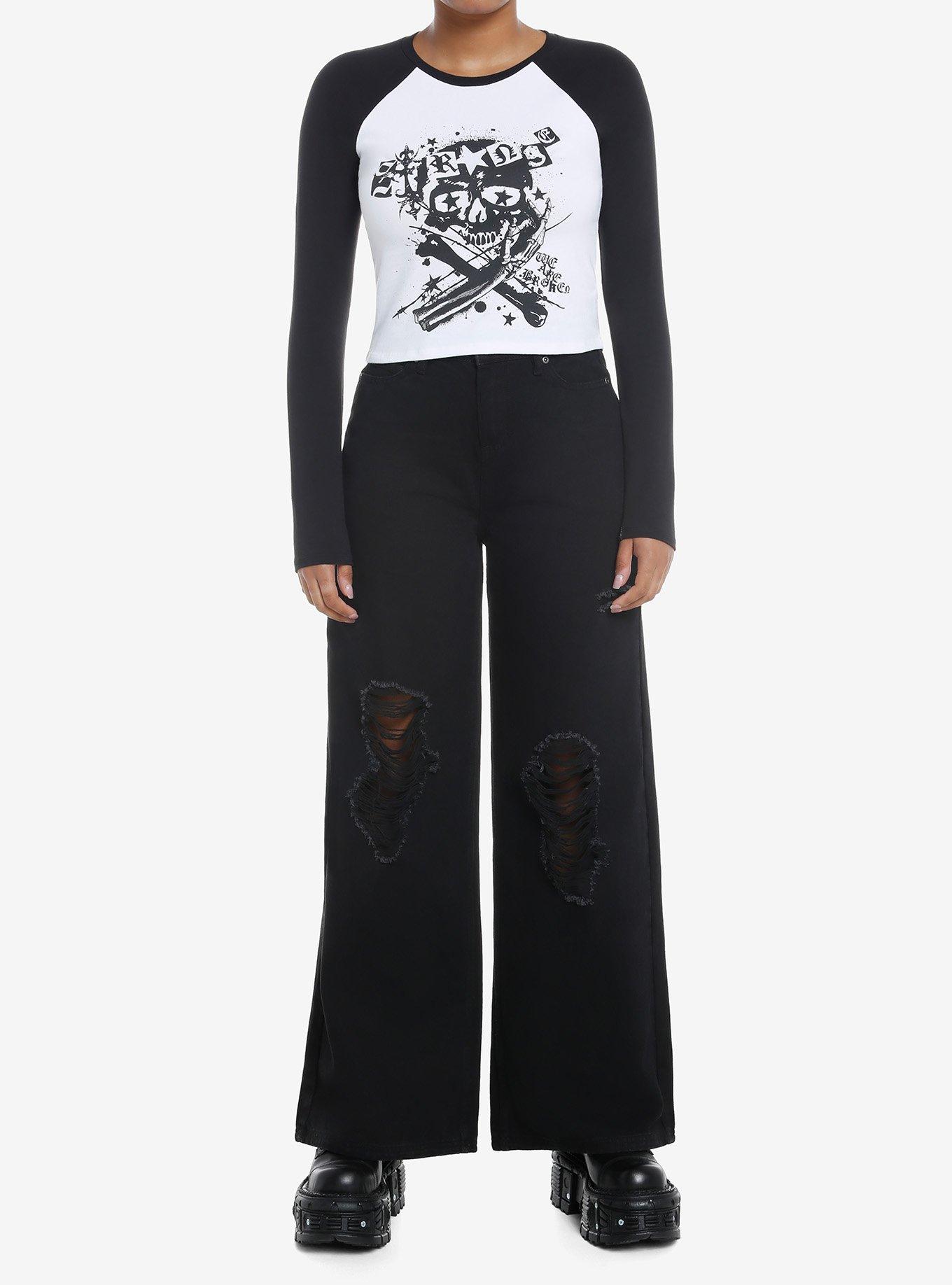 Strange Skull Girls Crop Raglan Long-Sleeve T-Shirt, , hi-res