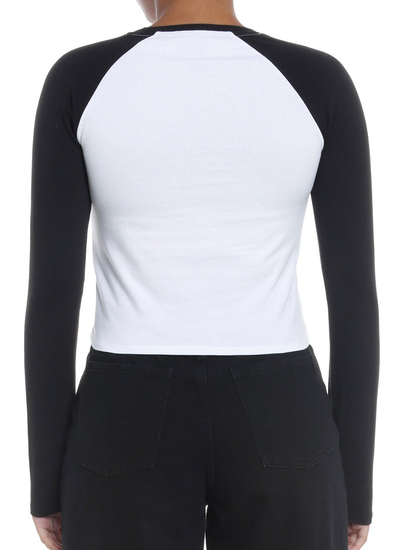 Strange Skull Girls Crop Raglan Long-Sleeve T-Shirt, , alternate