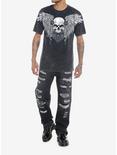 Social Collision Metal Foil Skull Dark Wash T-Shirt, , alternate