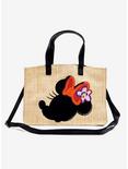 Disney Minnie Mouse Embroidered Bow Straw Tote Bag, , alternate