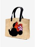 Disney Minnie Mouse Embroidered Bow Straw Tote Bag, , alternate