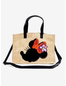 Disney Minnie Mouse Embroidered Bow Straw Tote Bag, , hi-res