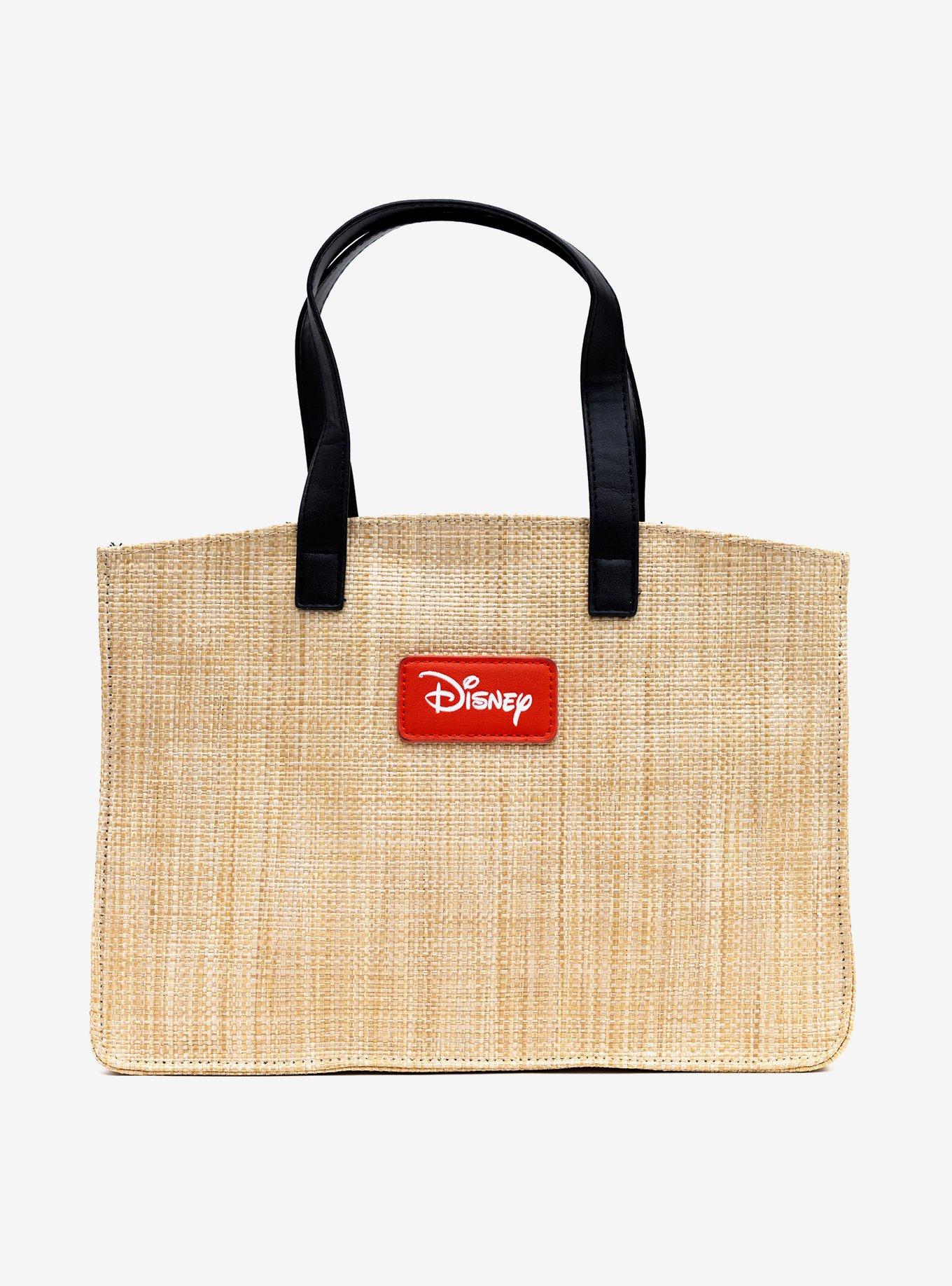 Disney Minnie Mouse Embroidered Bow Straw Tote Bag, , alternate