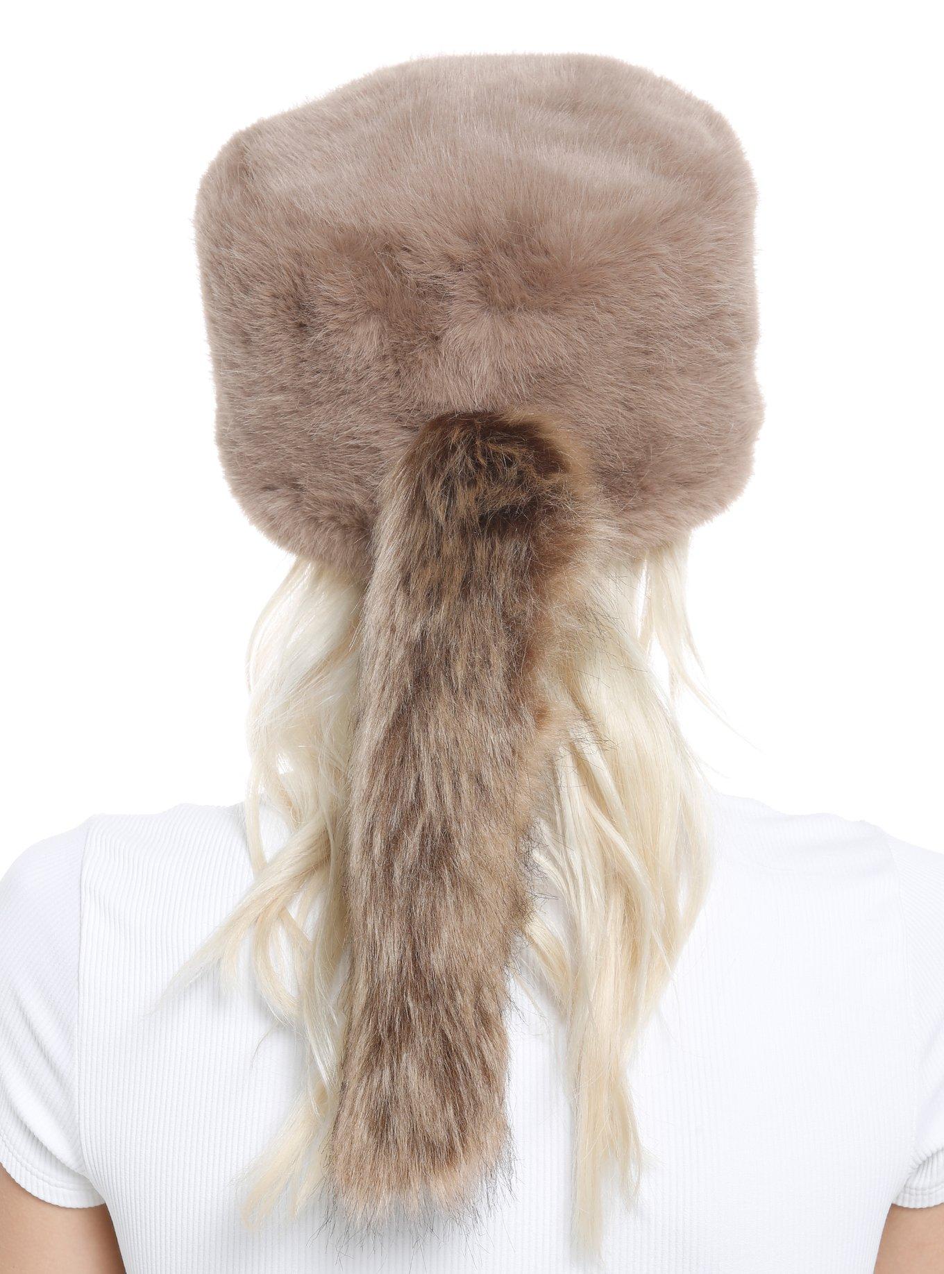 Faux Fur Fox Tail Hat, , alternate