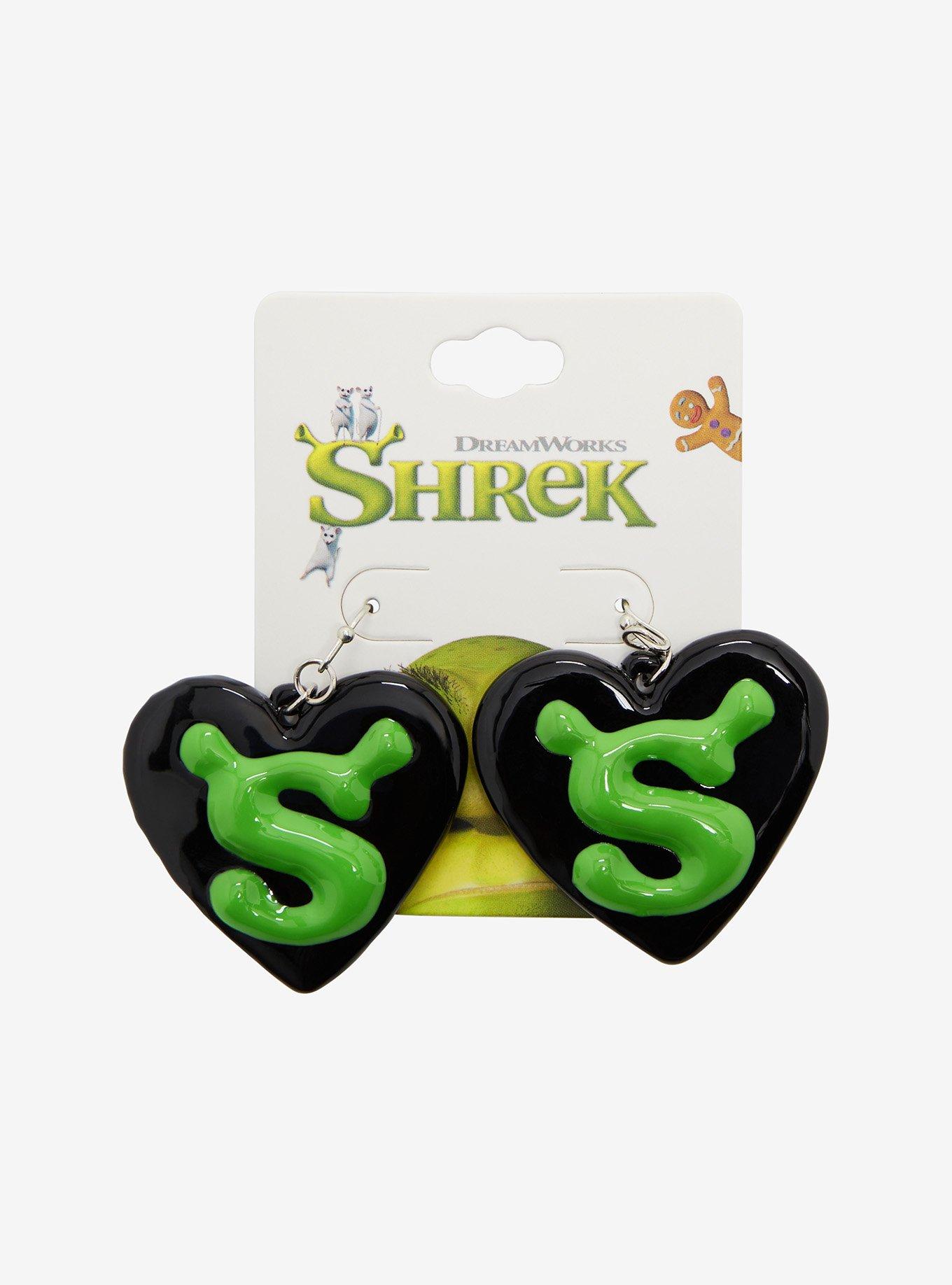 Shrek Heart Figural Earrings, , alternate