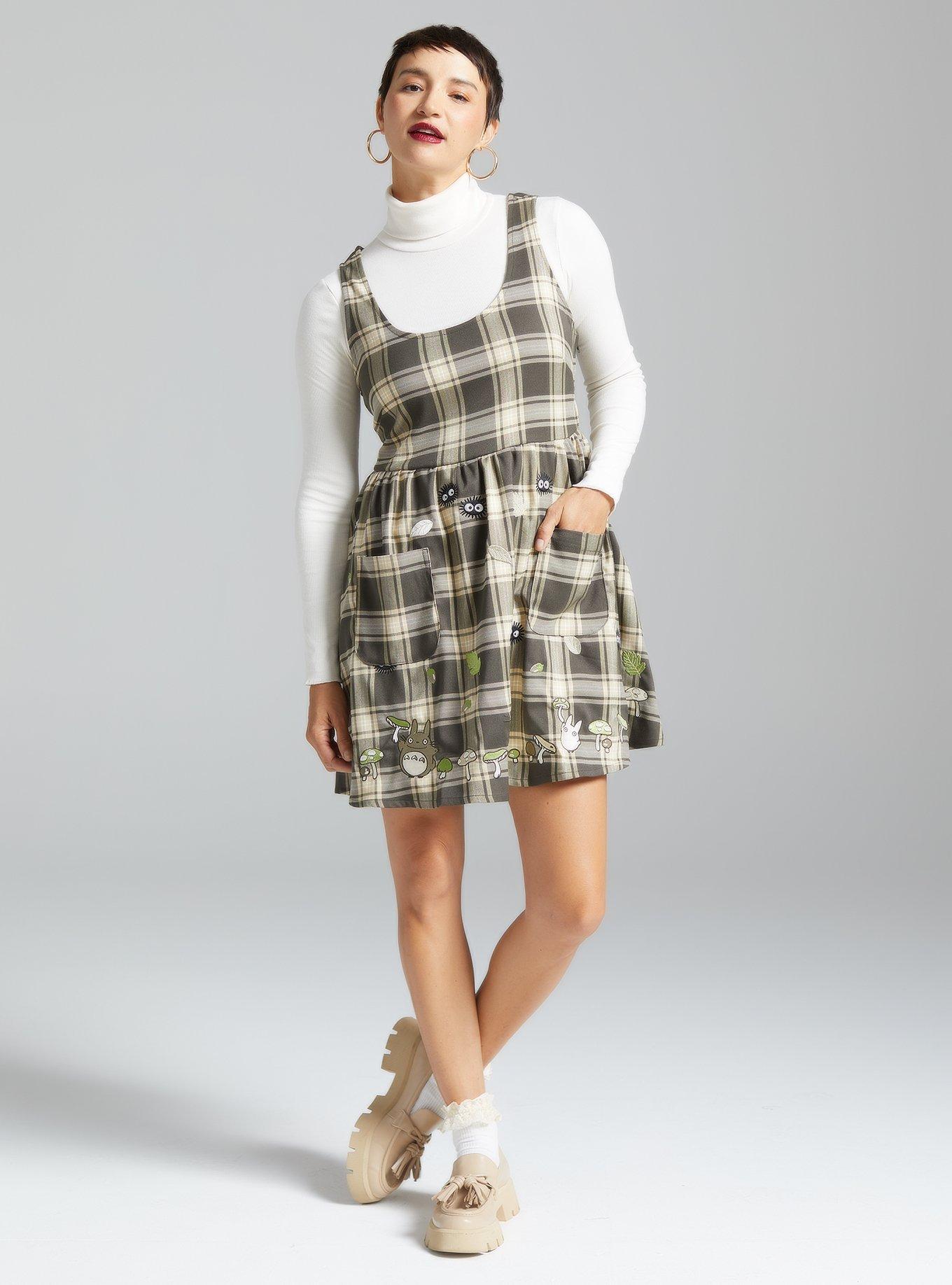 Studio Ghibli My Neighbor Totoro Characters Plaid Tank Dress - BoxLunch Exclusive, BROWN, alternate