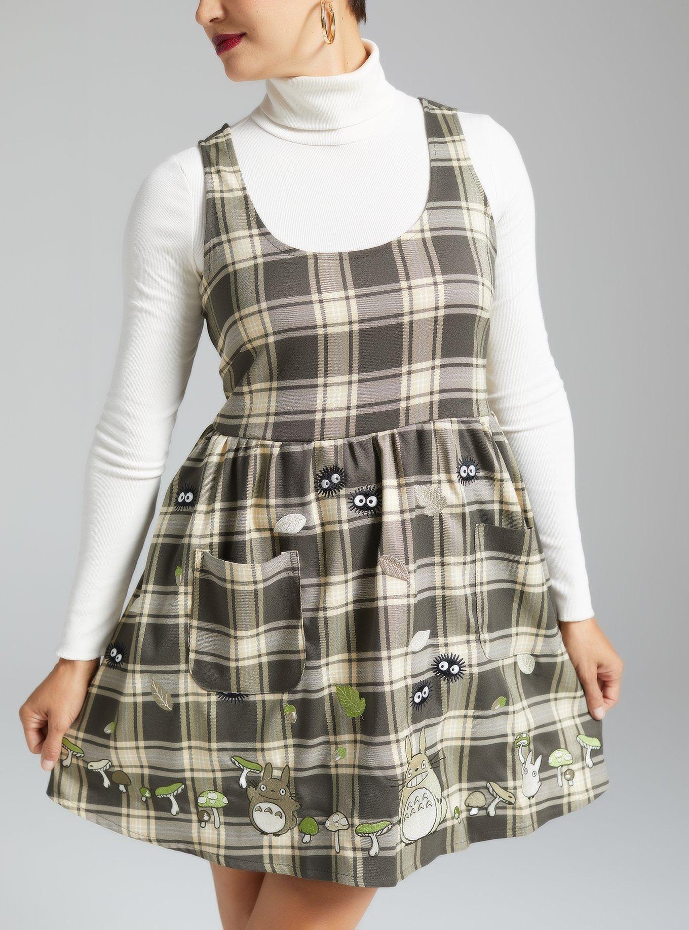 Studio Ghibli My Neighbor Totoro Characters Plaid Tank Dress - BoxLunch Exclusive, BROWN, alternate