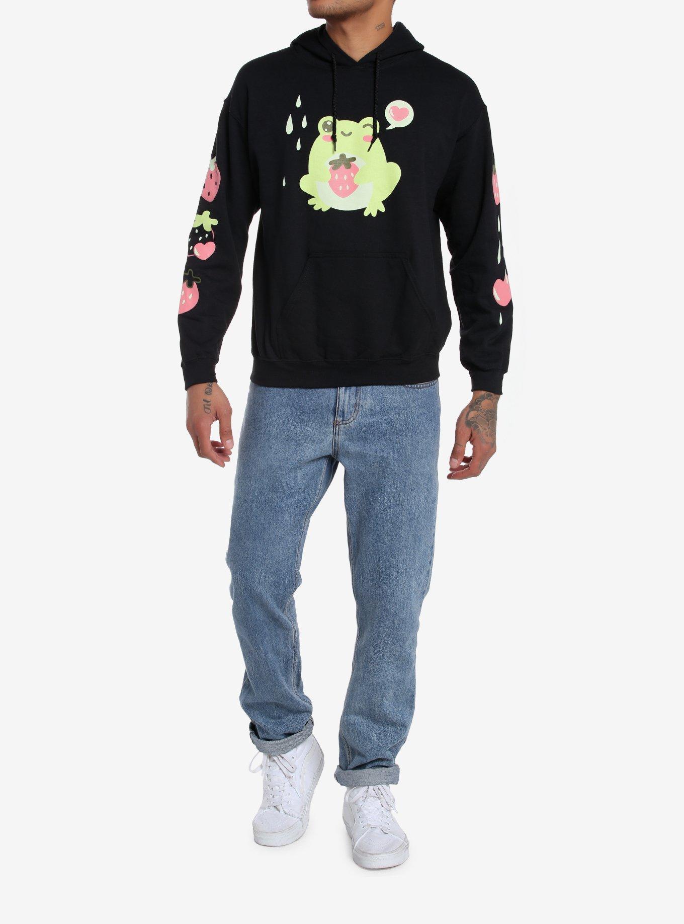 Strawberry Frog Hoodie, BLACK, alternate
