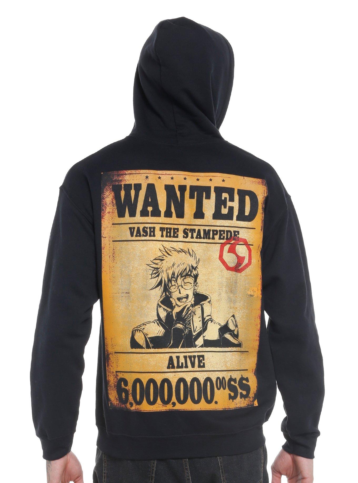 Trigun Stampede Vash Wanted Poster Hoodie, BLACK, alternate