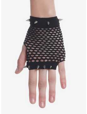 Studded Fishnet Fingerless Gloves, , hi-res